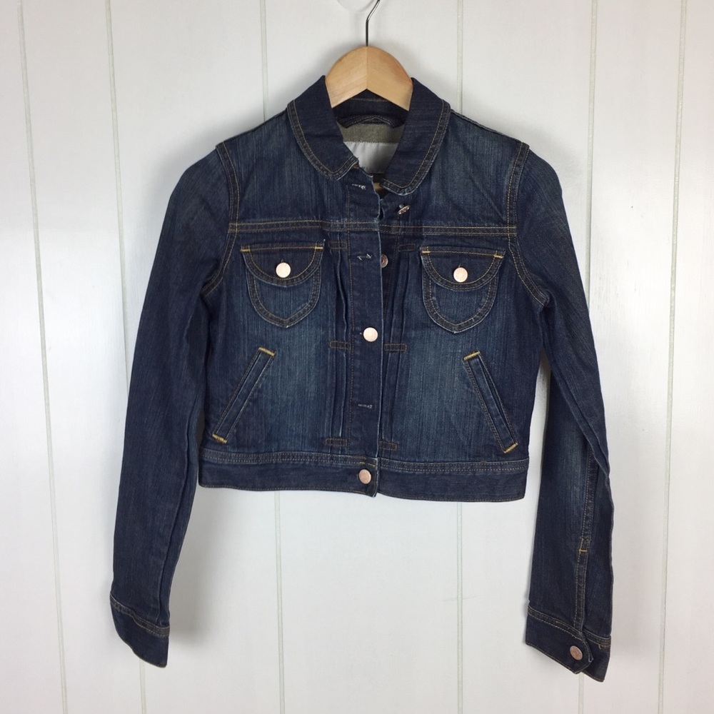 Old Navy Women's Blue Cropped Denim Jean Jacket